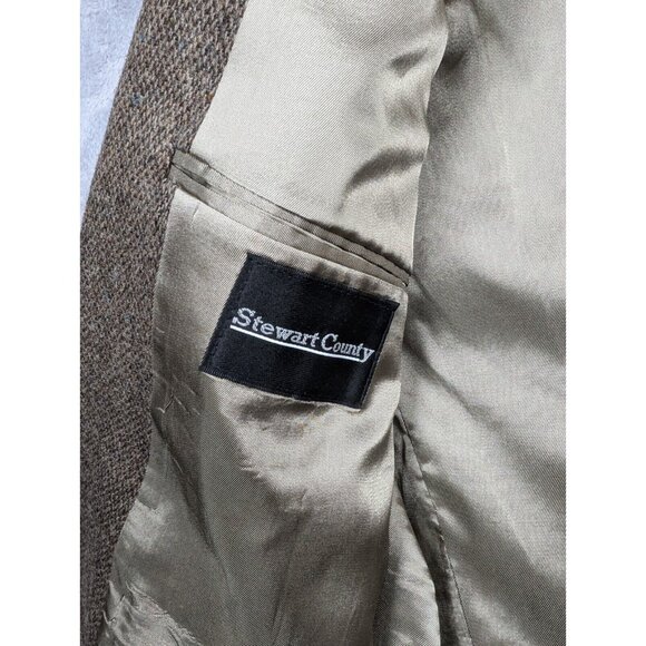 Stewart County Blazer Mens 48L Brown Wool Academia Elbow Patch Acorn Button - Picture 4 of 16